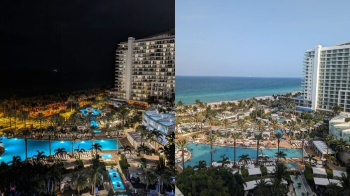 The view over the balcony at Fontainebleau Miami Beach